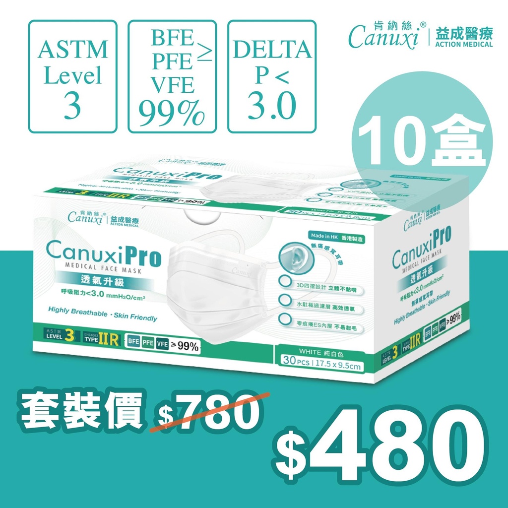 [Flash Sale] 10 Boxes X Canuxi Pro Surgical Mask with Ear Loop ASTM Level 3 (Individual Pack)