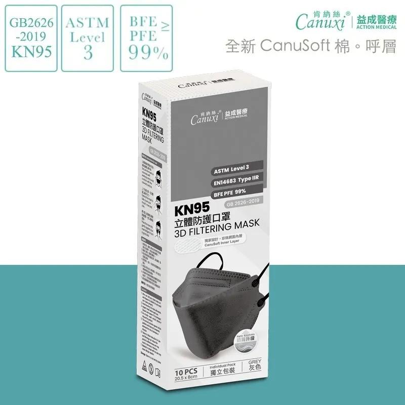 Adult KN95 Fish Shaped 3D Face Mask with Upgraded Breathability (Gray) (10 pcs Individual Pack)