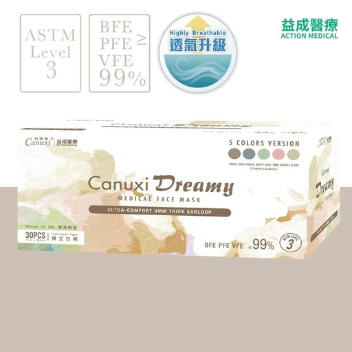 [Upgraded Breathability] Made in Hong Kong - Canuxi Dreamy 5 Colors Surgical Mask ASTM Level 3 ( Individual Pack )