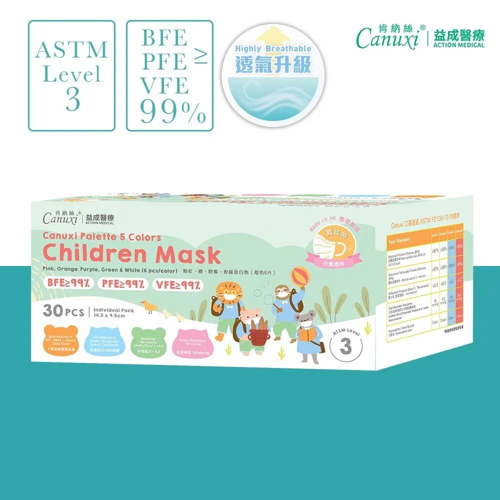 【High Breathability】Made in Hong Kong - 5 Colors Children Mask ASTM Level 3 ( Individual Pack )