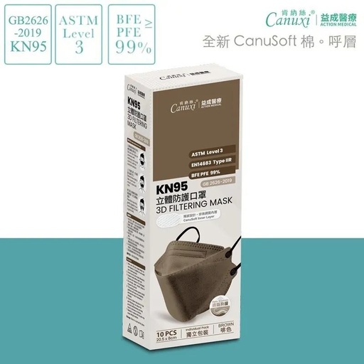 Adult KN95 Fish Shaped 3D Face Mask with Upgraded Breathability (Brown) (10 pcs Individual Pack)